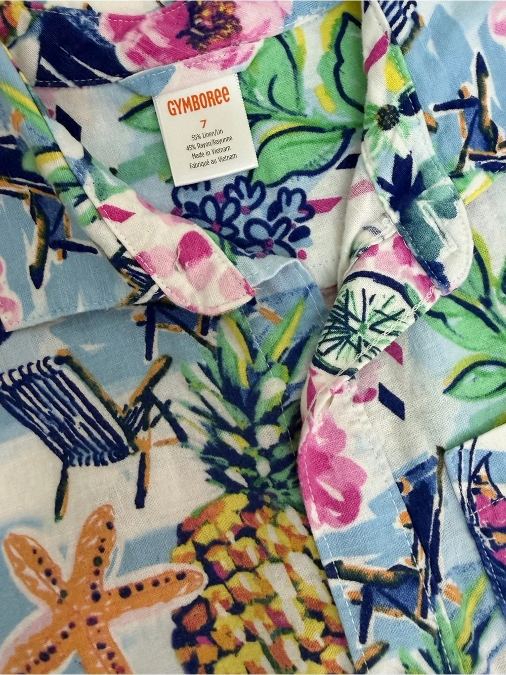 Gymboree Light Blue Tropical Print Button-Down Shirt